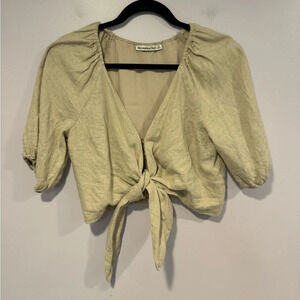 Abercrombie and fitch‎ linen blend tie front shirt